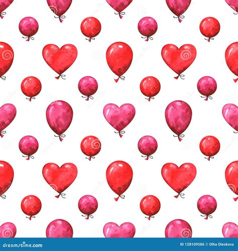 Hand Painted Seamless Pattern With Watercolor Balloons Stock