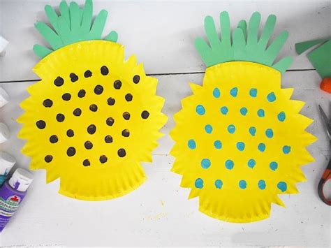 Paper Plate Handprint Pineapple Craft Our Kid Things