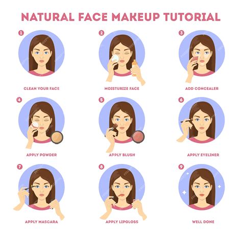 Premium Vector Natural Face Makeup Tutorial For Woman Applying