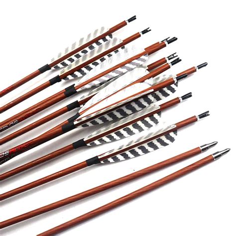 612pc 32 Inch Wood Skin Carbon Arrows Spine 400 450 500 550 600 700