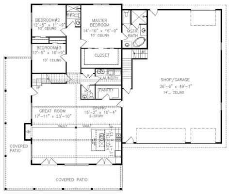 Main Level Floor Plan Of A Single Story Modern Style 3 Bedroom