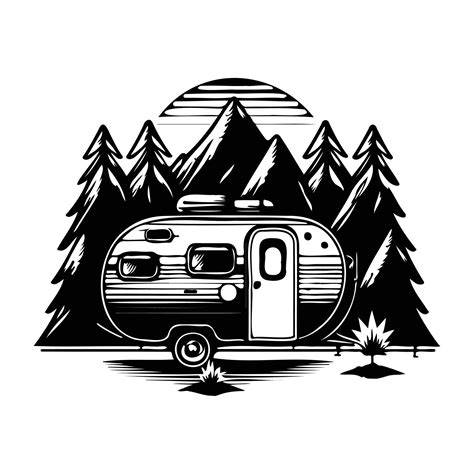 Camper Acampar Cámping Sitio Con Montañas Y árbol Cámping En El Bosque