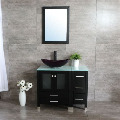 Wonline 36 Bathroom Vanity Cabinet And Tempered Glass Vessel Sink Bowl