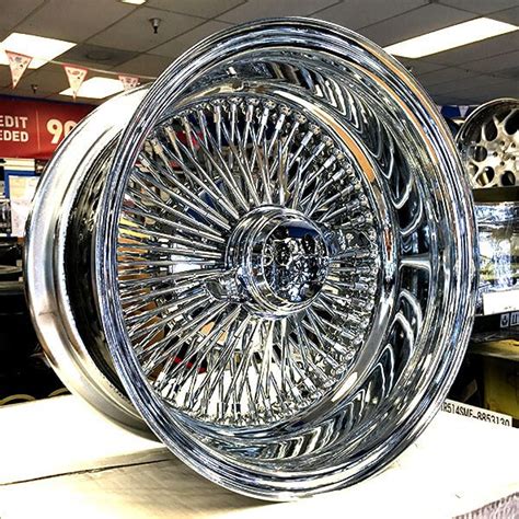 13x7″ Wire Wheels Reverse 100 Spoke Straight Lace Chrome With Red Spoke
