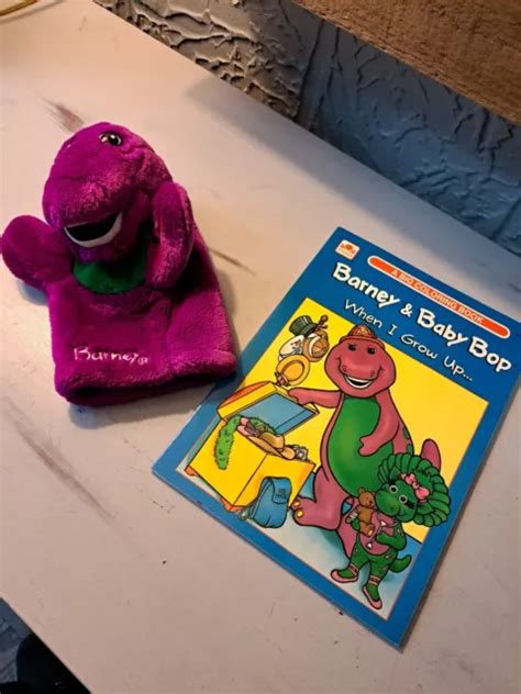 Set Vintage 1992 Barney The Purple Dinosaur Hand Puppet Coloring Book