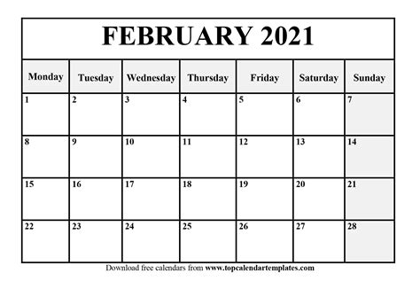.calendar with holidays from february 2021 calendar free printable , by:blankcalendarpages.com free february 2021 printable calendar template in thanks for visiting our website, contentabove (february 2021 calendar free printable) published by at. February 2021 Printable Calendar Template - PDF, Word, Excel