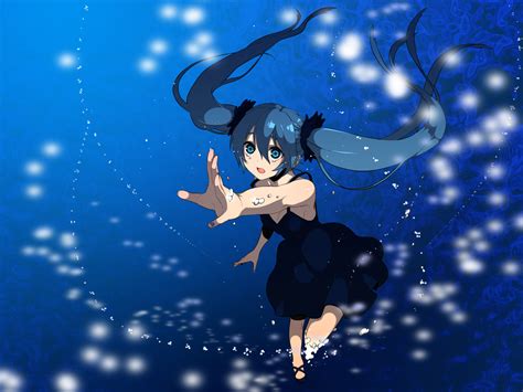 Deep Sea Girl Vocaloid Dress Hatsune Miku Kurono Yuu Twintails Underwater Vocaloid Water