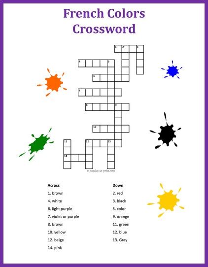 French Crossword Colors