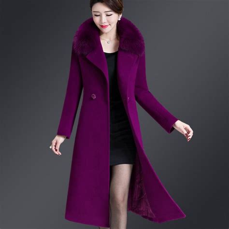 winter jacket women long coat double breasted cashmere wool coat women middle aged mother coat