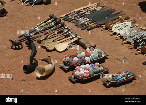 collection of different zulu items for sale as souvenirs at shakaland zulu cultural village