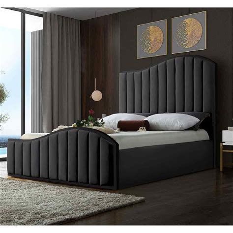 Ashton Steel Plush Velvet Bed Bedroom Furniture Beds Modern Beds