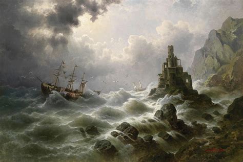 Stormy Sea With Lighthouse On The Coast Painting By Claiton
