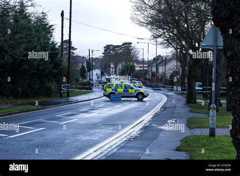 Scene Of Violent Crime In Benfleet Essex With Police Vehicles Guarding