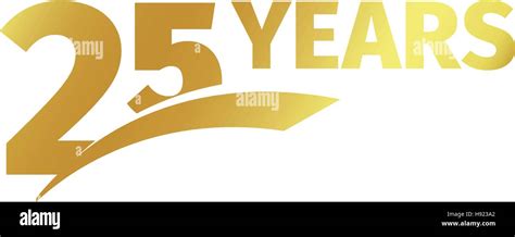 Isolated Abstract Golden 25th Anniversary Logo On White Background 25