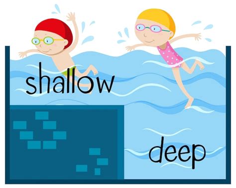 Free Vector Opposite Wordcard For Shallow And Deep