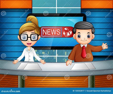 News Anchor On Television Stock Vector Illustration Of Interview