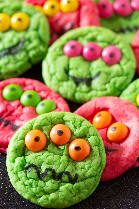 Six Ingredient Cake Mix Halloween Monster Cookies I Knead To Eat