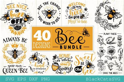 Bee Bundle Svg Designs By Blackcatssvg Thehungryjpeg