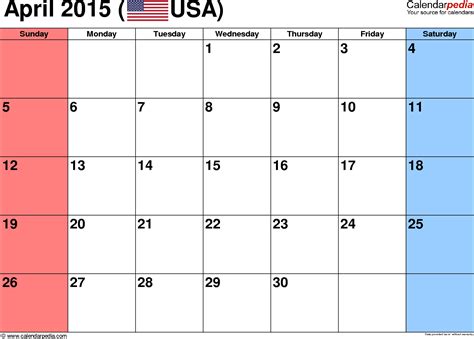 April 2015 Calendar Templates For Word Excel And Pdf