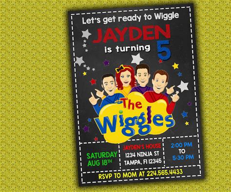 The Wiggles Birthday Printable Invitation The Wiggles Etsy Singapore