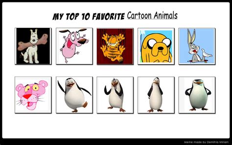 10 Favorite Cartoon Animals By Tandp On Deviantart