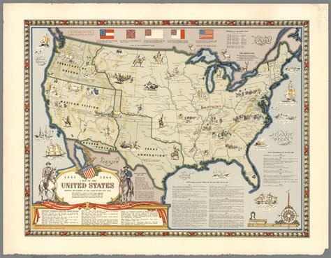 A Map Of The United States Showing Boundaries At The Close Of The Civil