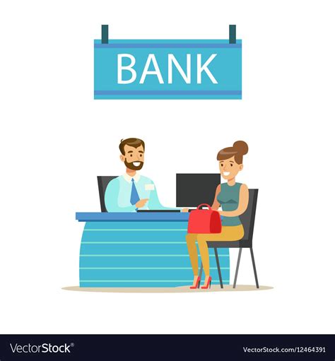 Bank Manager At His Desk And The Client Bank Vector Image