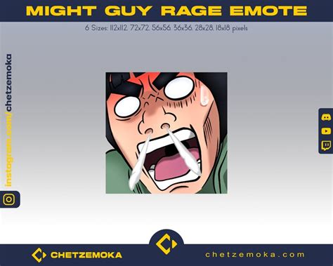 Might Guy Rage Emote Naruto Twitch Emote Twitch Discord Etsy