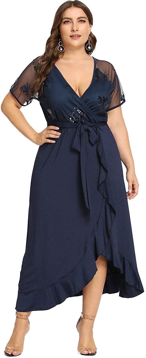 Milumia Womens Plus Size Wrap Dress Floral Boho Empire Waist Short