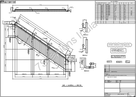 The walkine is located 50 cm (20) from the inner handrail or in the centre if the stair width is less than 1m (40). Misc. Detailing Samples| Structural Misc. Detailing Services Samples