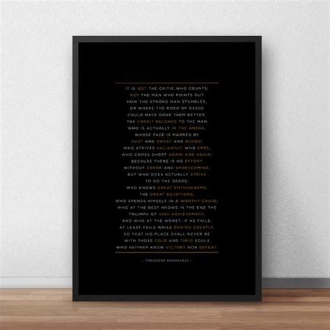 Man In The Arena Quote Printable Poster Art Teddy