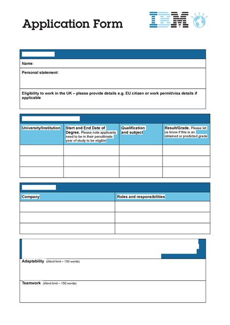 3 Ibm Application Form Example 1 Personal Details Name Personal