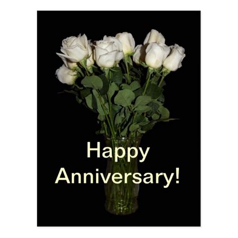 Happy Anniversary White Roses Floral Photography Postcard