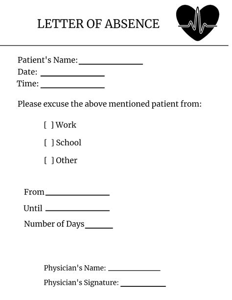 Doctors Note For Work Absence Template