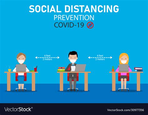Office With Social Distance Between Workers Vector Image