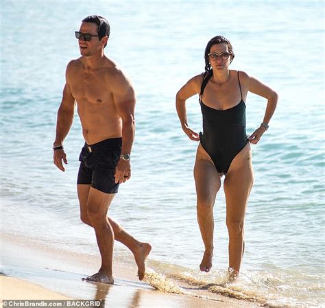 Mark Wahlberg 51 Packs On The Pda With Wife Rhea Durham 44 For A Swim In Barbados Sound
