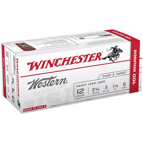 Winchester Western Target And Field Load 12 Gauge 8 Shotshells 100