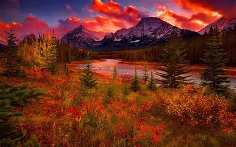 Autumn Sunset Over The Mountains