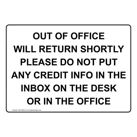 Out Of Office Will Return Shortly Please Do Not Sign Nhe 33832