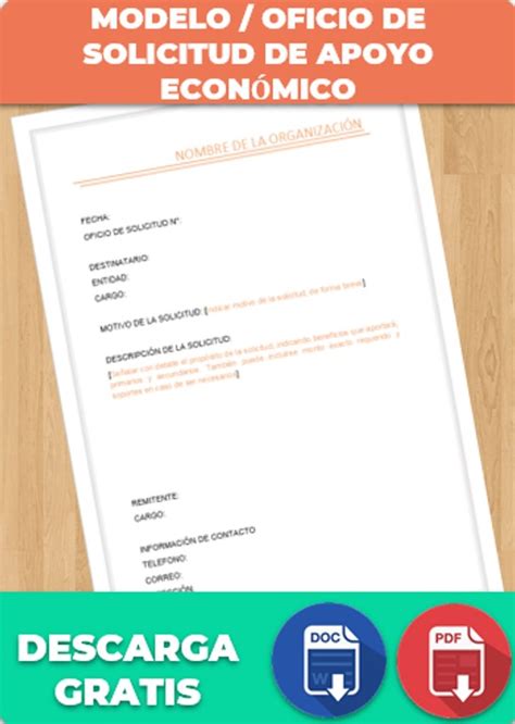 Oficio De Solicitud De Apoyo Económico Ejemplos Y Formatos Excel