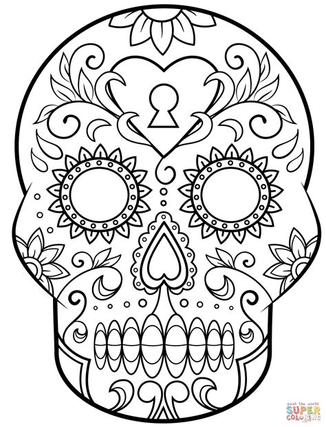 Day of the Dead Sugar Skull coloring page | Free Printable Coloring Pages