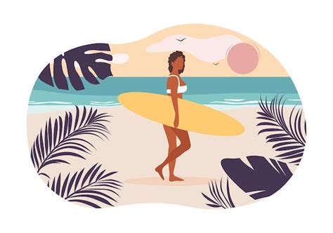 premium vector bikini girl on beach