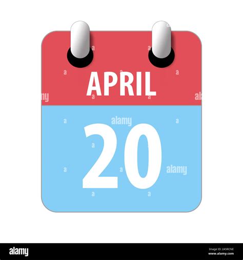 April 20th Day 20 Of Month Simple Calendar Icon On White Background