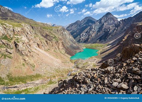 Wonderful Turquoise Mountain Lake Kyrgyzstan Stock Image Image Of