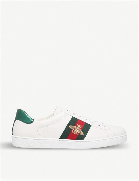 Gucci Mens New Ace Bee Leather Trainers In White For Men Lyst Uk