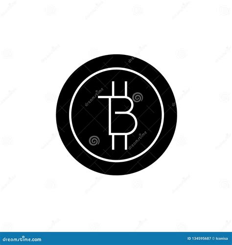 Bitcoins Technology Black Vector Concept Icon Bitcoins Technology Flat