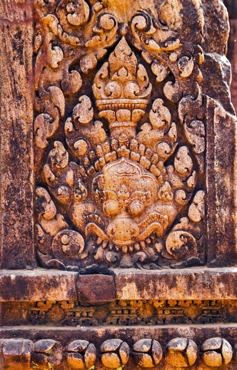 Arte Da Pedra Hindu Antiga Camboja Do Deus Khme Antigo Foto De Stock Imagem De Antigo