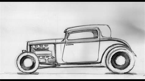 How To Draw A Car Hot Rod Sketch 18082014 Youtube
