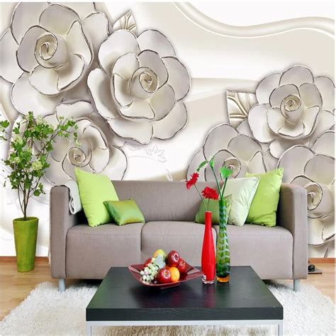 Beibehang Large Custom Living Room Wallpaper Fantasy White Flower