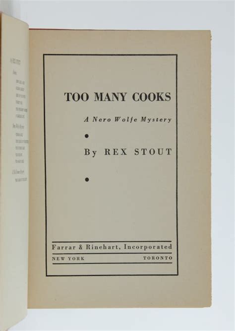 Too Many Cooks Rex Stout Second Printing